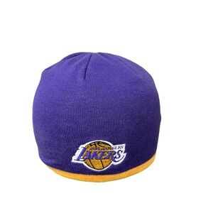 Los Angeles Lakers Hat Beanie Mens Purple Yellow NBA Basketball Knit Adidas